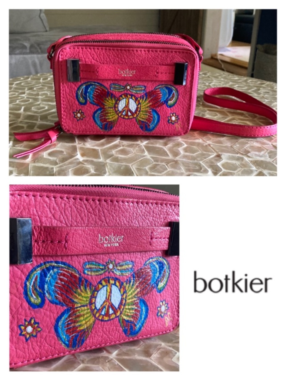 Botkier custom hand-painted multi-zip cross body